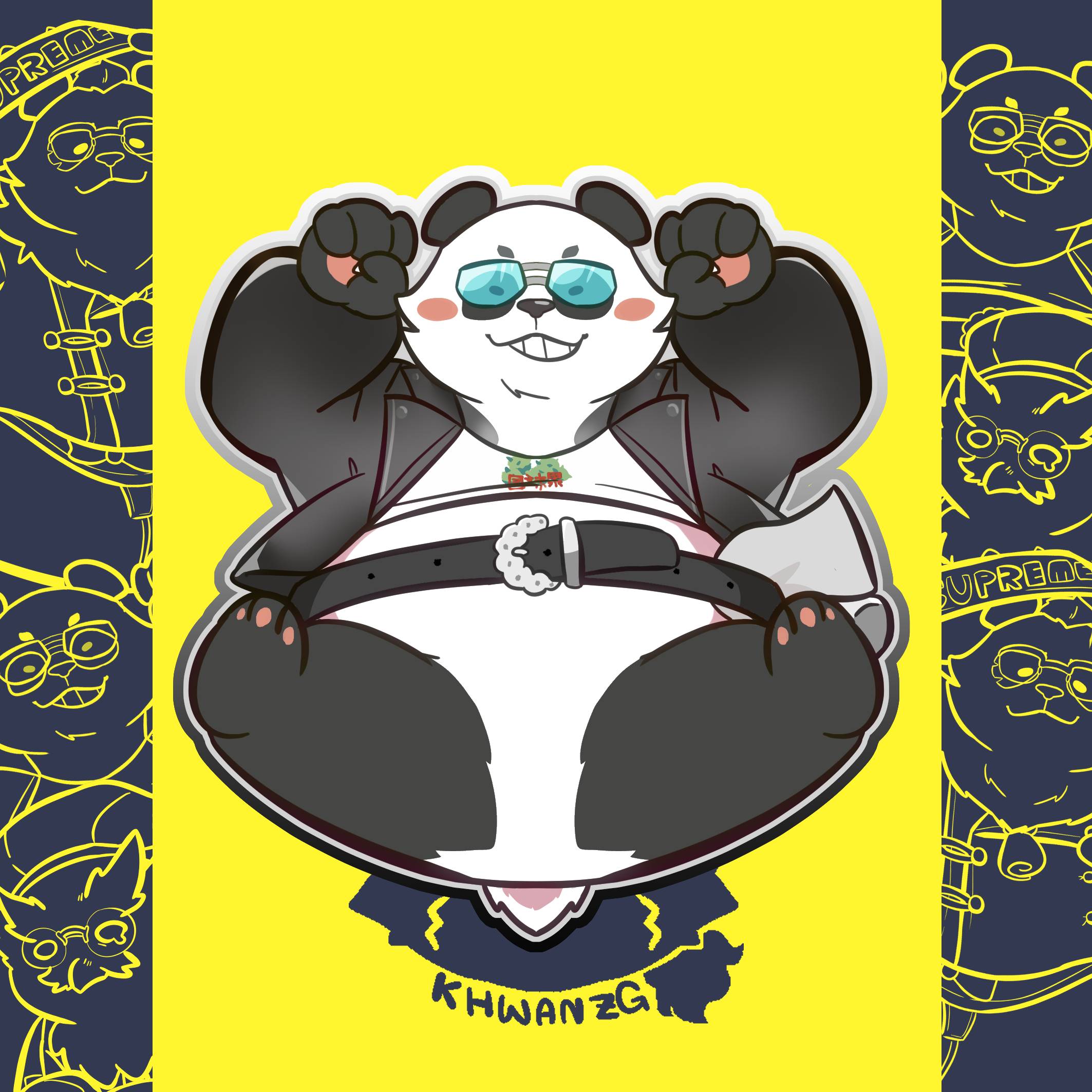 Da Pan Cool Panda Acrylic Keychain