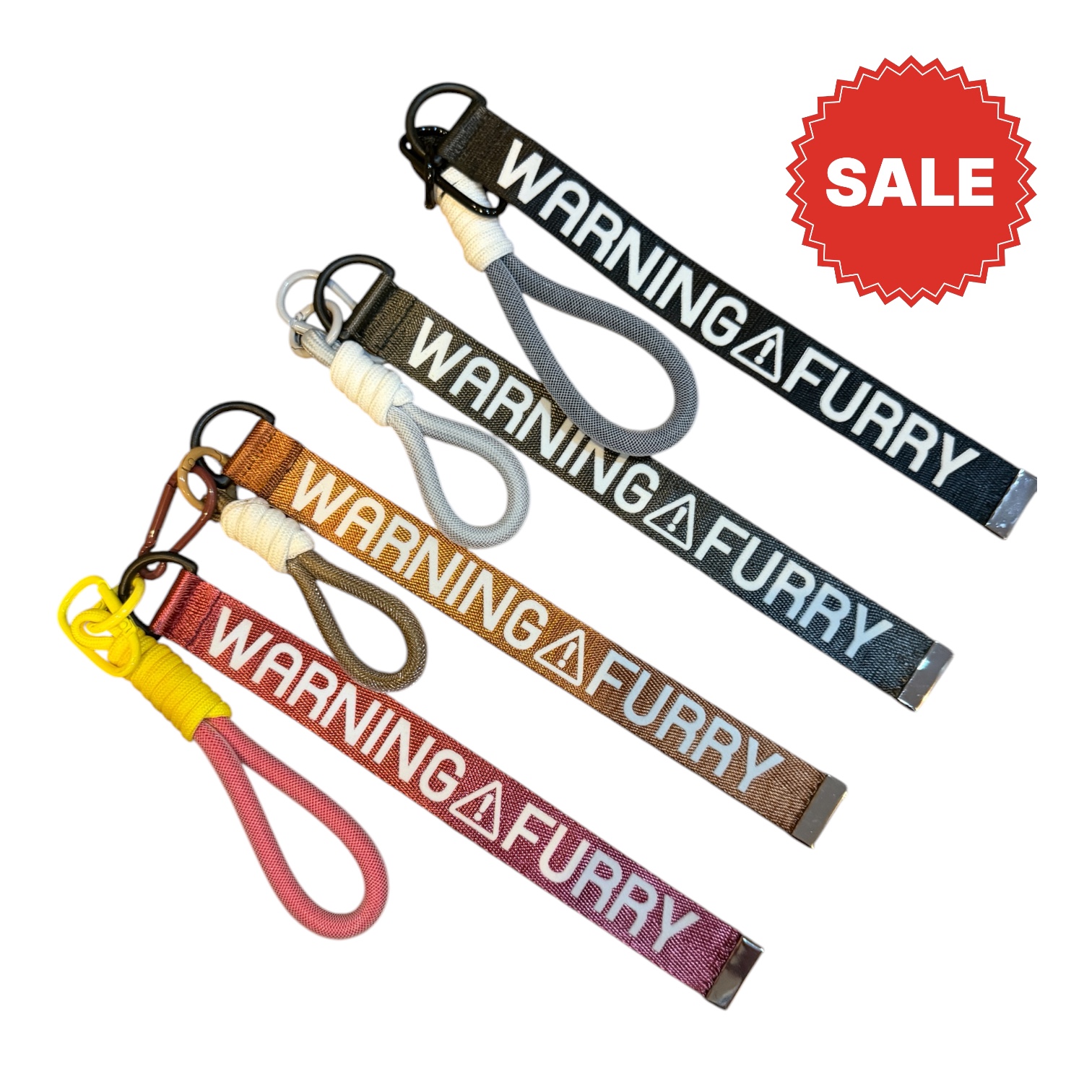 Warning Furry Fabric Keychain/Lanyard Charm