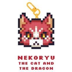 Pixel Bead Perler Keychain - NekoRyu (The Cat and The Dragon