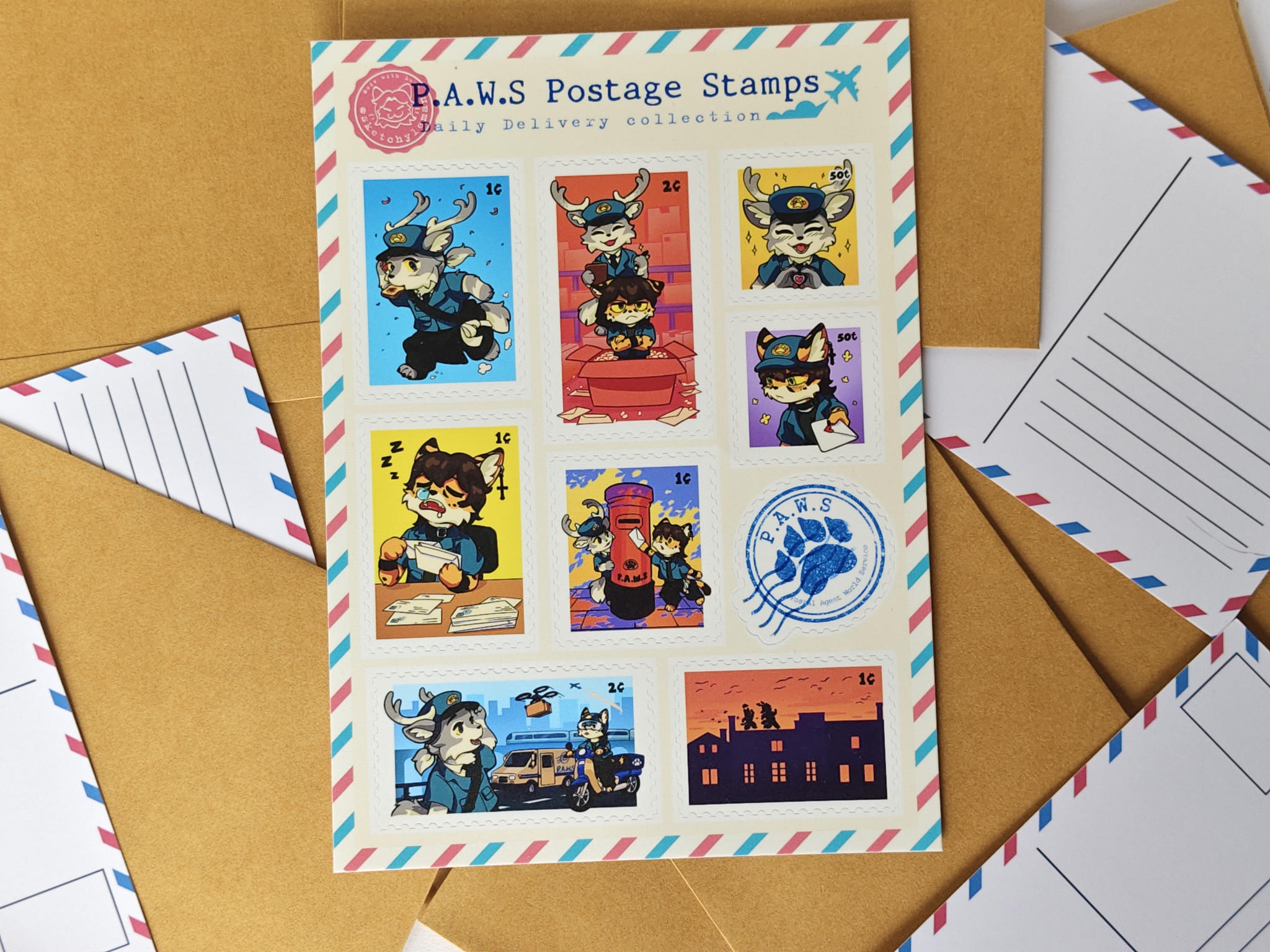 Manow - P.A.W.S stamp sticker sheet